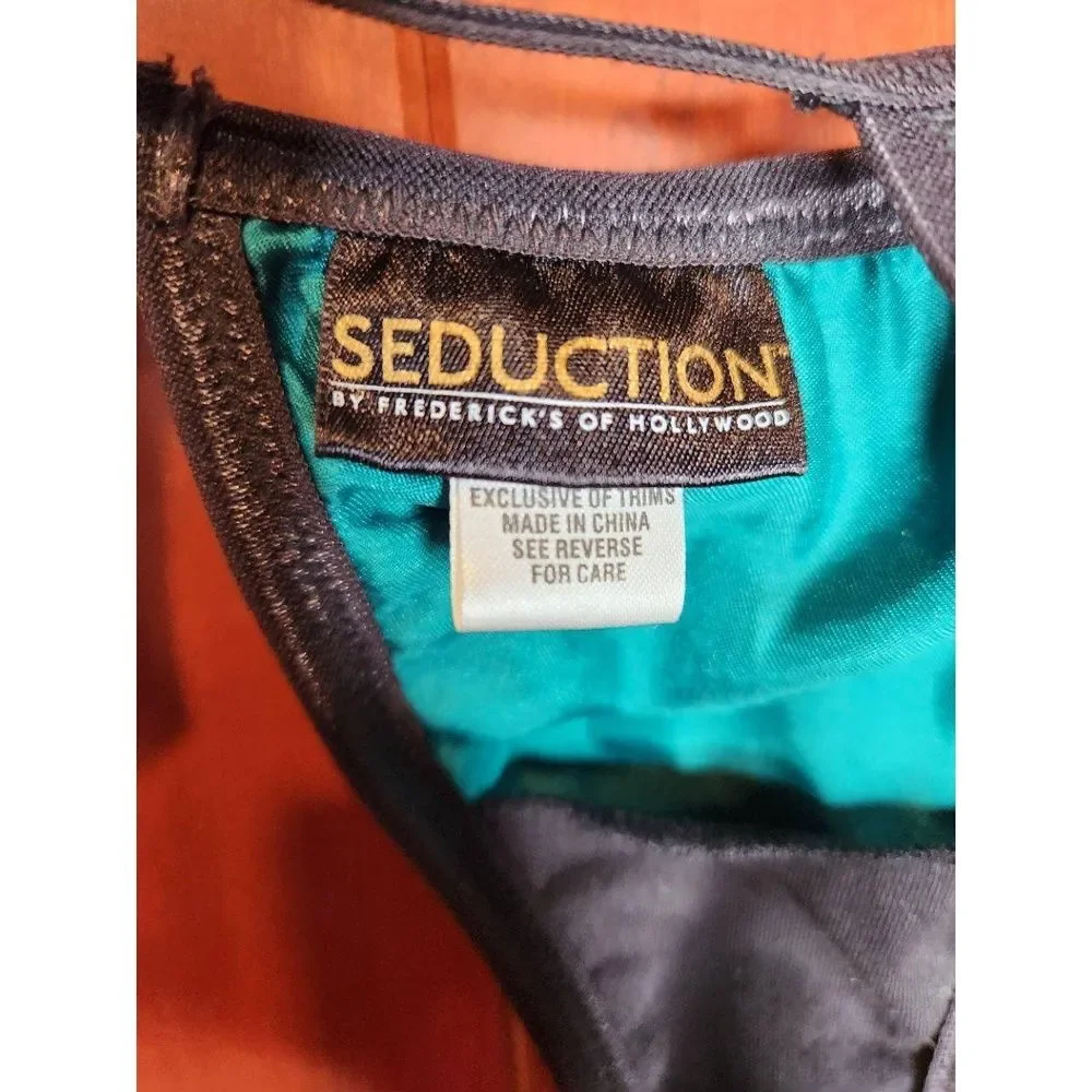 NWT Frederick's of Hollywood Seduction Teal and Black Lace G String Small